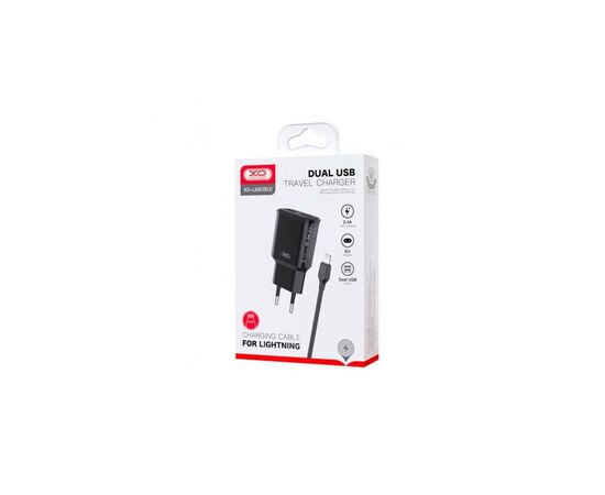 Зарядное устройство XO L92C (2USB/2.4A) + USB - Lightning Чорний (XO-L92C-L), изображение 2 Зарядное устройство XO L92C (2USB/2.4A) + USB - Lightning Чорний (XO-L92C-L), изображение 2