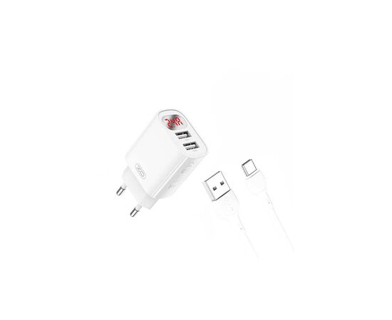 Зарядное устройство XO L95 (2USB/2.4A) + USB - Type-C White (XO-L95-T)