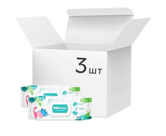 Детские влажные салфетки Dino Baby 3 упаковки по 110 шт (2000998939984), изображение 3 Детские влажные салфетки Dino Baby 3 упаковки по 110 шт (2000998939984), изображение 3