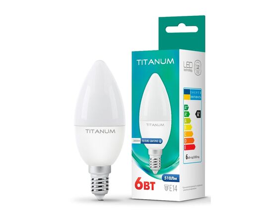Лампочка TITANUM C37 6W E14 3000K (TLС3706143), изображение 2 Лампочка TITANUM C37 6W E14 3000K (TLС3706143), изображение 2