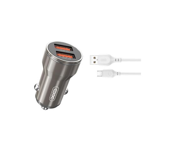 Зарядное устройство XO CC48 2.4A/2 USB + microUSB Grey (XO-CC48m-GR)