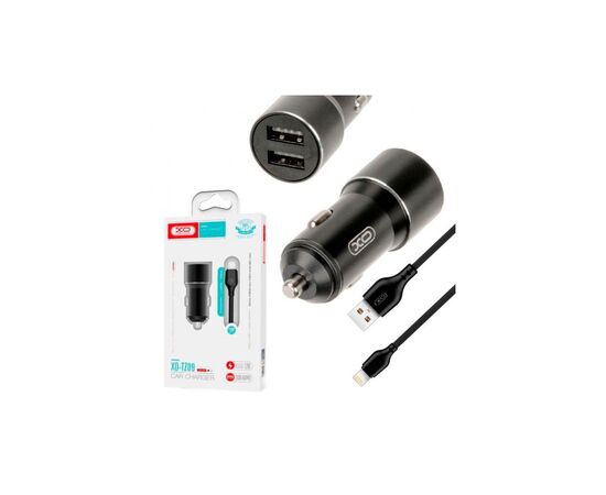 Зарядное устройство XO TZ09 2.4A/2 USB + cable lightning Black (XO-TZ09L-BK), изображение 2 Зарядное устройство XO TZ09 2.4A/2 USB + cable lightning Black (XO-TZ09L-BK), изображение 2