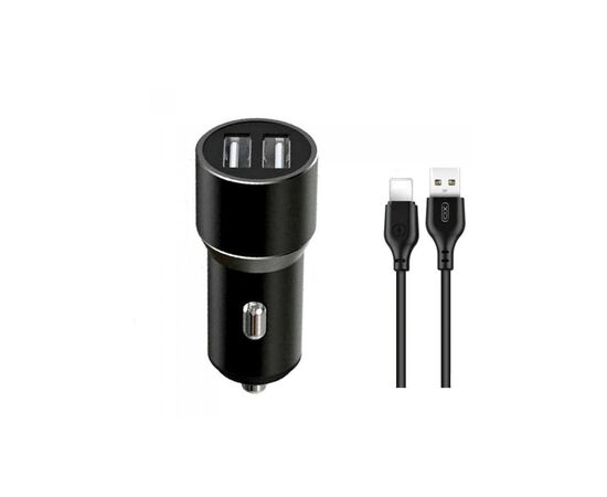 Зарядний пристрій XO TZ09 2.4A/2 USB + cable lightning Black (XO-TZ09L-BK)