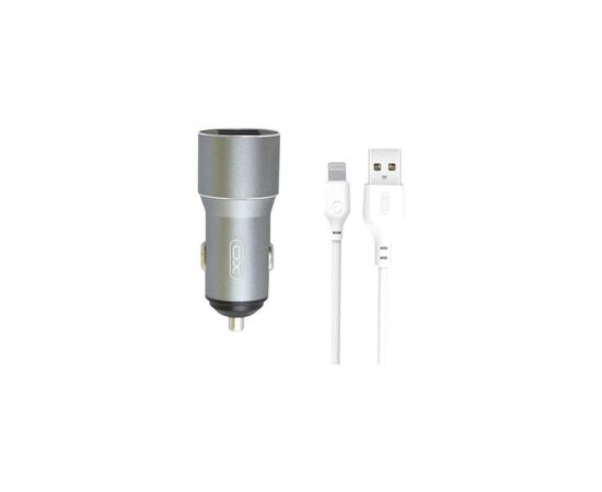 Зарядное устройство XO TZ09 2.4A/2 USB + cable lightning Grey (XO-TZ09L-GR)