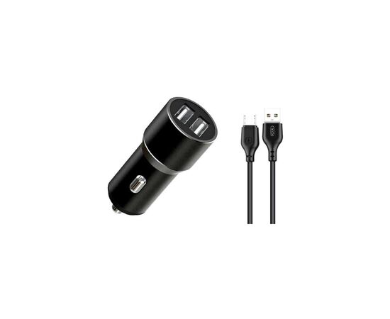 Зарядний пристрій XO TZ09 2.4A/2 USB + cable microUSB Black (XO-TZ09M-BK)