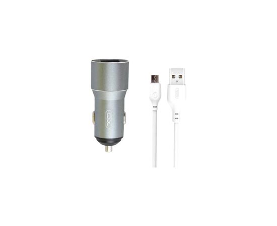 Зарядний пристрій XO TZ09 2.4A/2 USB + cable microUSB Grey (XO-TZ09M-GR)