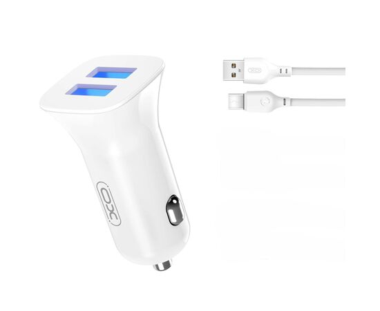 Зарядний пристрій XO TZ10 2.4A/2 USB + Type-C White (XO-TZ10-TC-WH)