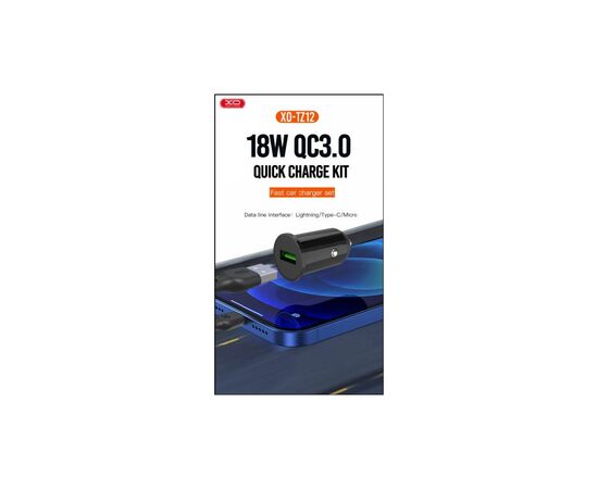 Зарядное устройство XO TZ12 QC3.0 (1USB/18W) + USB - Type-C Black (XO-TZ12-BK), изображение 2 Зарядное устройство XO TZ12 QC3.0 (1USB/18W) + USB - Type-C Black (XO-TZ12-BK), изображение 2