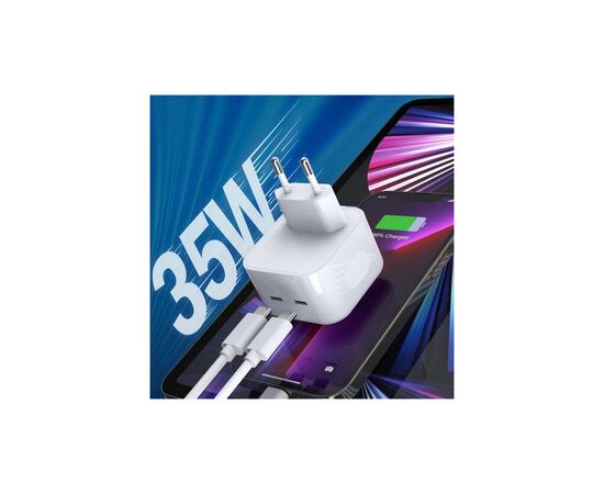 Зарядное устройство XO QC 3.0 L102 35W/2 USB-C White (XO-L102-WH), изображение 4 Зарядное устройство XO QC 3.0 L102 35W/2 USB-C White (XO-L102-WH), изображение 4