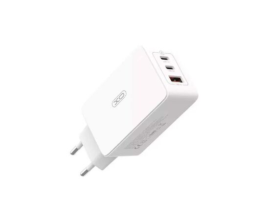 Зарядное устройство XO CE13 PD65W GaN (2Type-C/1USB) White (XO-CE13-WH), изображение 2 Зарядное устройство XO CE13 PD65W GaN (2Type-C/1USB) White (XO-CE13-WH), изображение 2