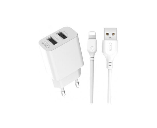 Зарядное устройство XO L109 12W (2USB/2.4A) + USB - Lightning White (XO-L109-L)
