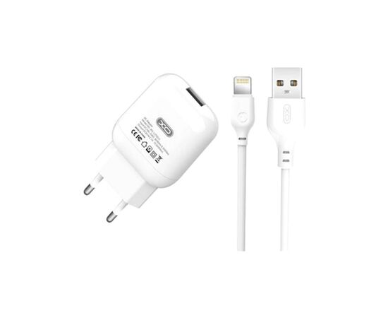 Зарядное устройство XO L37 2.1A/1USB + cable Lightning White (L37i-WH)