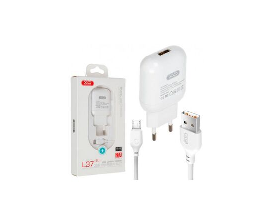 Зарядное устройство XO L37 2.1A/1USB + cable Micro-USB White (XO-L37-MCR), изображение 3 Зарядное устройство XO L37 2.1A/1USB + cable Micro-USB White (XO-L37-MCR), изображение 3