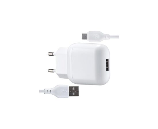 Зарядний пристрій XO L37 2.1A/1USB + cable Micro-USB White (XO-L37-MCR)