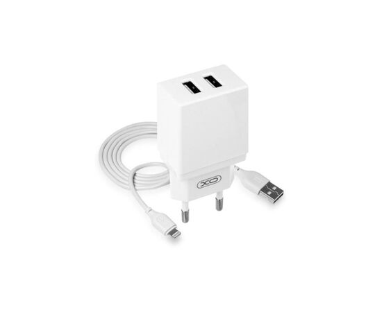Зарядний пристрій XO L75 2USB/2.4A + Lightning White (XO-L75-L)