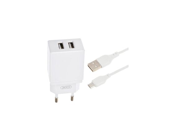 Зарядное устройство XO L75 2USB/2.4A + MicroUSB White (XO-L75-M), изображение 4 Зарядное устройство XO L75 2USB/2.4A + MicroUSB White (XO-L75-M), изображение 4