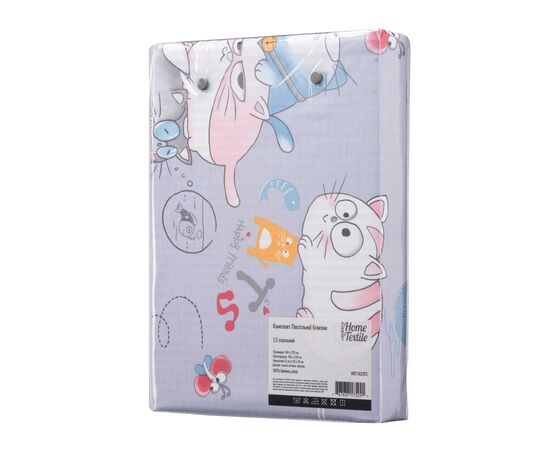 Постельное белье Ardesto Gloria сатин веселые котики, полоска полуторный евро 160х220 (ART1622FC), изображение 4 Постельное белье Ardesto Gloria сатин веселые котики, полоска полуторный евро 160х220 (ART1622FC), изображение 4