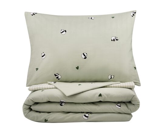 Постельное белье Ardesto Gloria сатин панды, зеленый полуторный евро 160х220 (ART1622PS), изображение 2 Постельное белье Ardesto Gloria сатин панды, зеленый полуторный евро 160х220 (ART1622PS), изображение 2