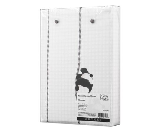 Постельное белье Ardesto Gloria сатин панды, клетка полуторный евро 160х220 (ART1622PW), изображение 4