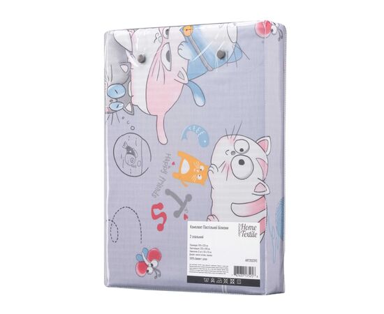 Постельное белье Ardesto Gloria сатин веселые котики, серый евро 200х220 (ART2022FC), изображение 4