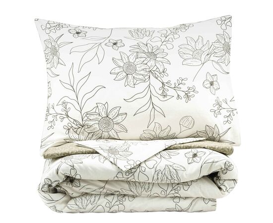 Постельное белье Ardesto Gloria сатин цветы, бежевый евро 200х220 (ART2022BW), изображение 2