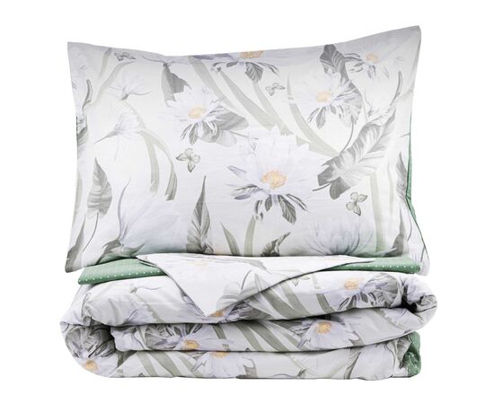 Постельное белье Ardesto Gloria сатин цветы, зеленый евро 200х220 (ART2022GF), изображение 2