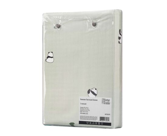 Постельное белье Ardesto Gloria сатин панды, зеленый евро 200х220 (ART2022PS), изображение 4