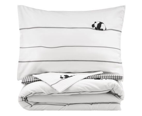 Постельное белье Ardesto Gloria сатин панды, клетка евро 200х220 (ART2022PW), изображение 3