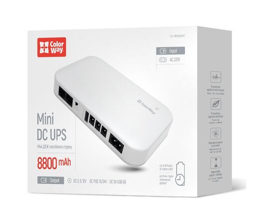 Источник бесперебойного питания ColorWay CW-PB088LI3WT 21W V2 (CW-PB088LI3WT), изображение 6 Источник бесперебойного питания ColorWay CW-PB088LI3WT 21W V2 (CW-PB088LI3WT), изображение 6