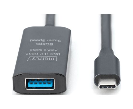 Дата кабель USB-С Male to USB-A Female 10.0m USB3.2 Gen1 Active 5G Digitus (DA-73111), изображение 2 Дата кабель USB-С Male to USB-A Female 10.0m USB3.2 Gen1 Active 5G Digitus (DA-73111), изображение 2