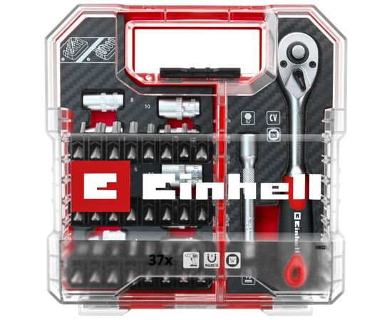 Набор бит Einhell бит и головок, 1/4" 4-13мм, 37шт, кейс (109022), изображение 11 Набор бит Einhell бит и головок, 1/4" 4-13мм, 37шт, кейс (109022), изображение 11