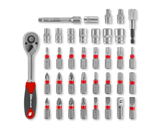 Набор бит Einhell бит и головок, 1/4" 4-13мм, 37шт, кейс (109022), изображение 5 Набор бит Einhell бит и головок, 1/4" 4-13мм, 37шт, кейс (109022), изображение 5