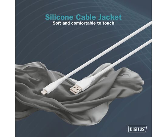 Дата кабель USB 2.0 AM to Lightning 1.0m 12W white Digitus (AK-600108-010-W), изображение 8 Дата кабель USB 2.0 AM to Lightning 1.0m 12W white Digitus (AK-600108-010-W), изображение 8