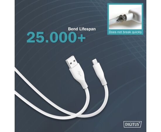 Дата кабель USB 2.0 AM to Lightning 2.0m 12W white Digitus (AK-600108-020-W), изображение 10 Дата кабель USB 2.0 AM to Lightning 2.0m 12W white Digitus (AK-600108-020-W), изображение 10