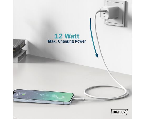 Дата кабель USB 2.0 AM to Lightning 2.0m 12W white Digitus (AK-600108-020-W), изображение 5 Дата кабель USB 2.0 AM to Lightning 2.0m 12W white Digitus (AK-600108-020-W), изображение 5