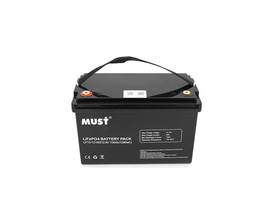 Батарея LiFePo4 Must 12.8V - 100Ah (LP15-12100), зображення 2 Батарея LiFePo4 Must 12.8V - 100Ah (LP15-12100), зображення 2