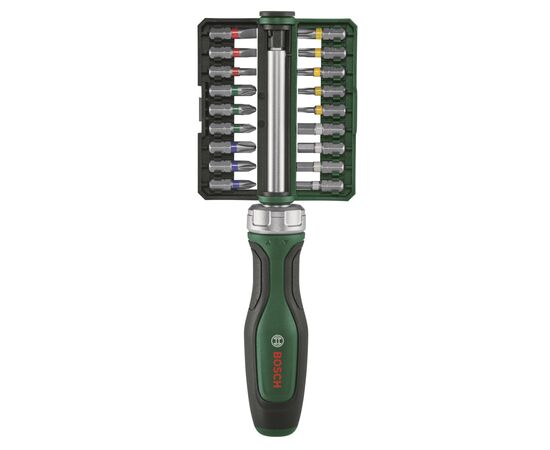 Набор отверток Bosch с трещоткой, 18 бит, 225мм, сталь CrV (1.600.A02.Z9A), изображение 2 Набор отверток Bosch с трещоткой, 18 бит, 225мм, сталь CrV (1.600.A02.Z9A), изображение 2