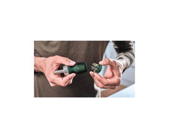 Набор отверток Bosch с трещоткой, 6 насадок, рукоятка TPR, 111мм, сталь CrV (1.600.A03.2UZ), изображение 4 Набор отверток Bosch с трещоткой, 6 насадок, рукоятка TPR, 111мм, сталь CrV (1.600.A03.2UZ), изображение 4