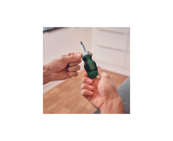 Набор отверток Bosch с трещоткой, 6 насадок, рукоятка TPR, 111мм, сталь CrV (1.600.A03.2UZ), изображение 5 Набор отверток Bosch с трещоткой, 6 насадок, рукоятка TPR, 111мм, сталь CrV (1.600.A03.2UZ), изображение 5