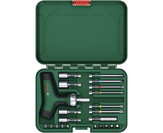 Отвертка Bosch с трещоткой, т-подобная рукоятка, 20 насадок, 109мм, кейс, с (1.600.A02.Z9T), изображение 7 Отвертка Bosch с трещоткой, т-подобная рукоятка, 20 насадок, 109мм, кейс, с (1.600.A02.Z9T), изображение 7