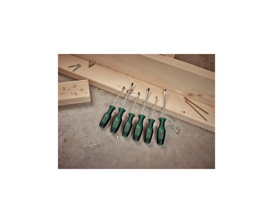 Отвертка Bosch набор 6шт, SL 4, 6.5 мм, PH1х100 мм, PH2х125 мм, PZ1х100 мм, PZ2х125 мм (1.600.A02.BX7), изображение 2 Отвертка Bosch набор 6шт, SL 4, 6.5 мм, PH1х100 мм, PH2х125 мм, PZ1х100 мм, PZ2х125 мм (1.600.A02.BX7), изображение 2