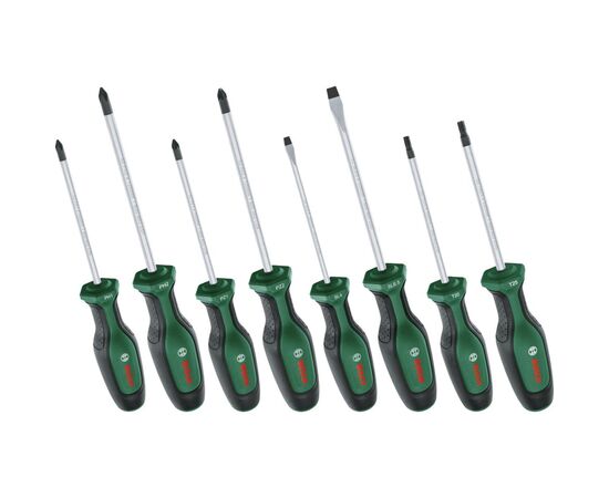 Набор отверток Bosch набор 8шт, SL 4, 6.5 мм, PH1х100 мм, PH2х125 мм, PZ1х100 мм, PZ2х125 мм, Т20х (1.600.A02.BX8)