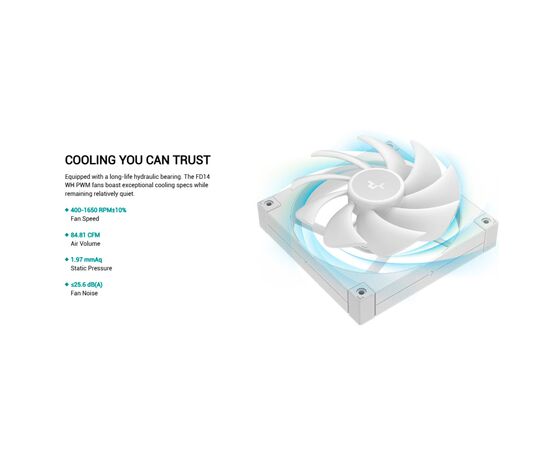 Кулер для корпуса Deepcool FD14 WH, изображение 10 Кулер для корпуса Deepcool FD14 WH, изображение 10