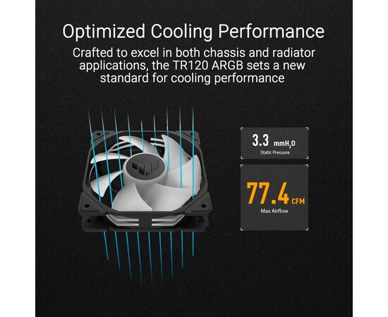 Кулер для корпуса ASUS TUF GAMING TR120 FAN ARGB BLACK (90DA0090-B09000), изображение 11 Кулер для корпуса ASUS TUF GAMING TR120 FAN ARGB BLACK (90DA0090-B09000), изображение 11