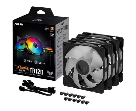 Кулер для корпуса ASUS TUF GAMING TR120 FAN ARGB BLACK 3IN1 (90DA0090-B09020), изображение 12 Кулер для корпуса ASUS TUF GAMING TR120 FAN ARGB BLACK 3IN1 (90DA0090-B09020), изображение 12