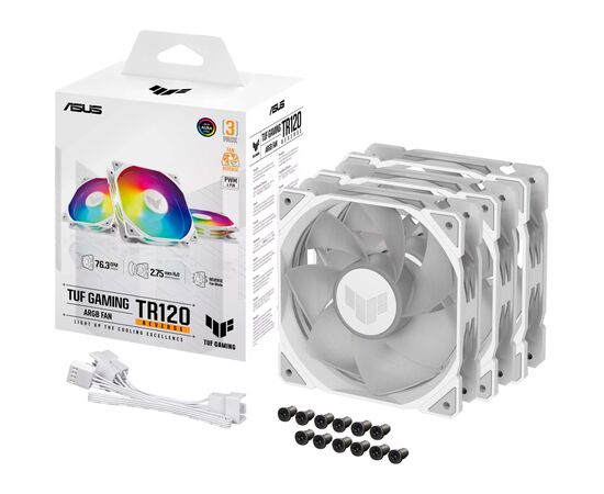 Кулер для корпуса ASUS TUF GAMING TR120 FAN ARGB REVERSE WHITE (90DA00D3-B09020), изображение 12 Кулер для корпуса ASUS TUF GAMING TR120 FAN ARGB REVERSE WHITE (90DA00D3-B09020), изображение 12