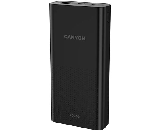 Батарея универсальная Canyon 20000mAh, Input 5V/2A, Output 5V/2.1A(Max), Black (CNE-CPB2001B), изображение 2 Батарея универсальная Canyon 20000mAh, Input 5V/2A, Output 5V/2.1A(Max), Black (CNE-CPB2001B), изображение 2