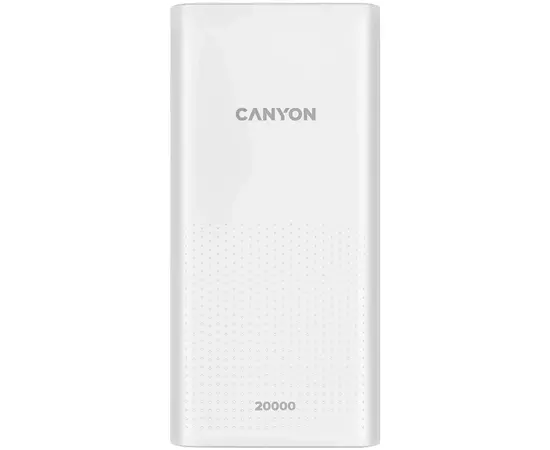 Батарея універсальна Canyon 20000mAh, Input 5V/2A, Output 5V/2.1A(Max), White (CNE-CPB2001W)