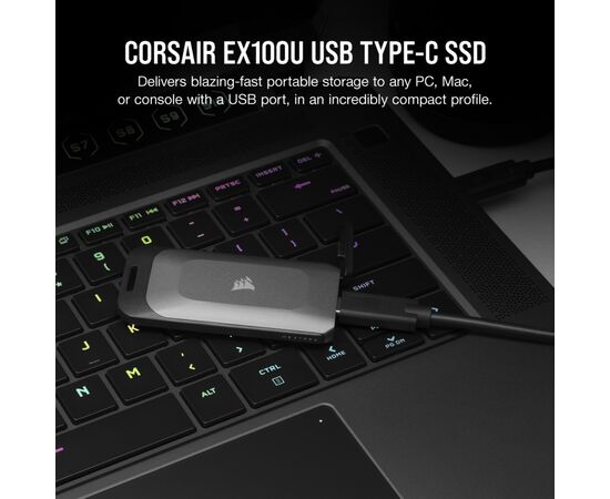 Накопитель SSD USB 3.2 2TB Corsair (CSSD-EX100U2TB), изображение 3 Накопитель SSD USB 3.2 2TB Corsair (CSSD-EX100U2TB), изображение 3