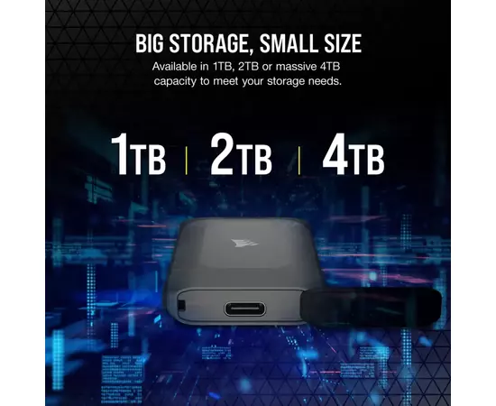 Накопитель SSD USB 3.2 2TB Corsair (CSSD-EX100U2TB), изображение 6 Накопитель SSD USB 3.2 2TB Corsair (CSSD-EX100U2TB), изображение 6